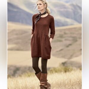 Peruvian Connection Deep Red Knit Tunic Sweater/mini dress size S